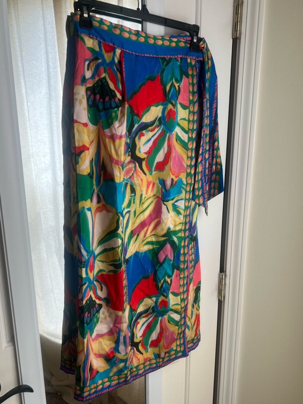 Elie Tahari Multicolor Floral Print Wrap Midi Skirt